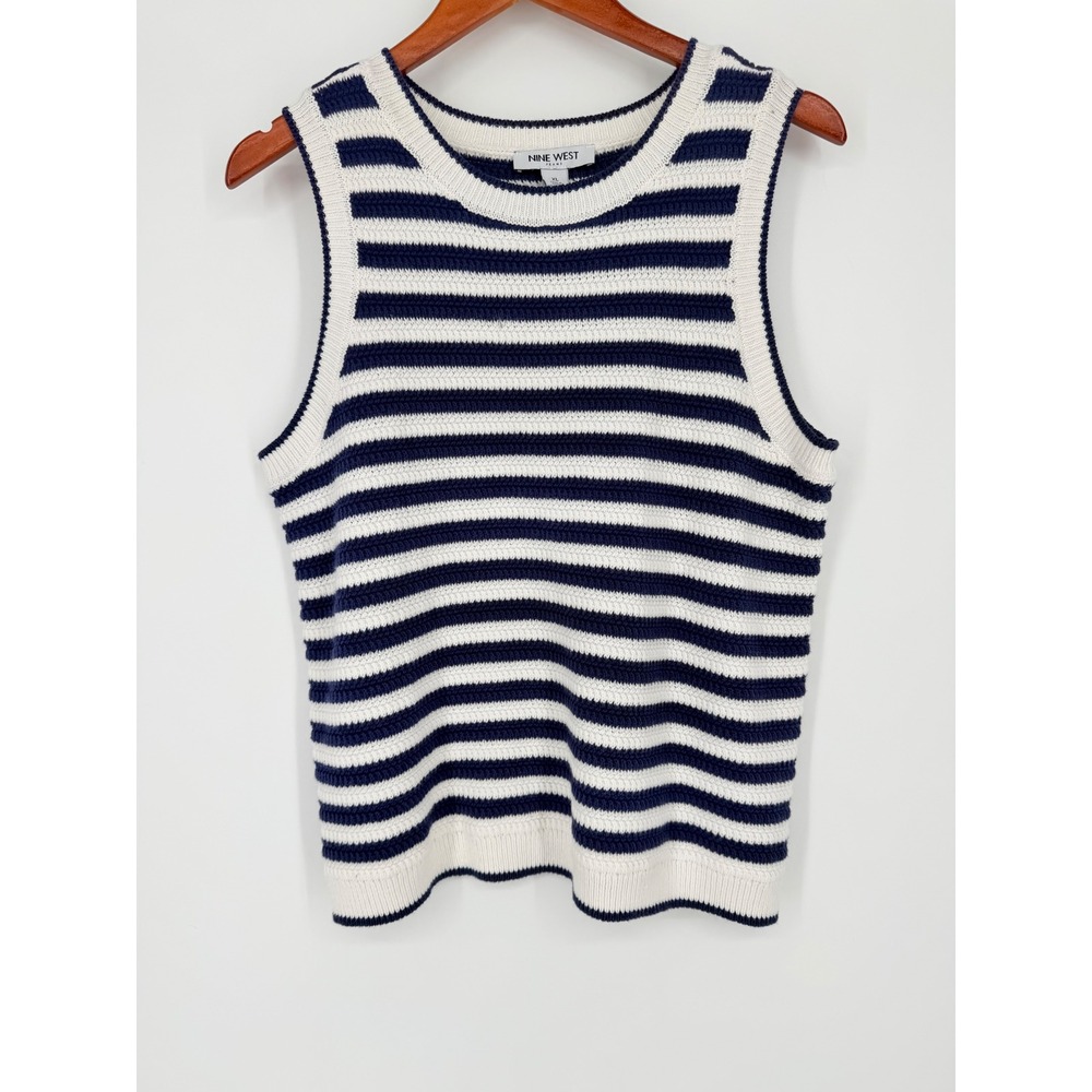 Womens Sweater Tank Top XL Striped Fishermen Nautical Preppy New England Coastal